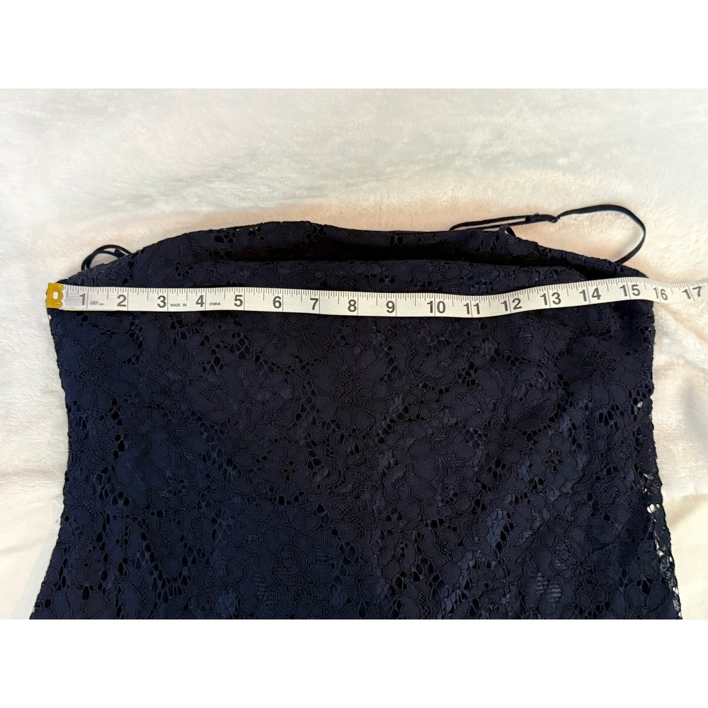 Blue Rain Navy Lace Slip Dress Small Spaghetti Strap Lined Mini Shift Boho - Picture 2 of 9